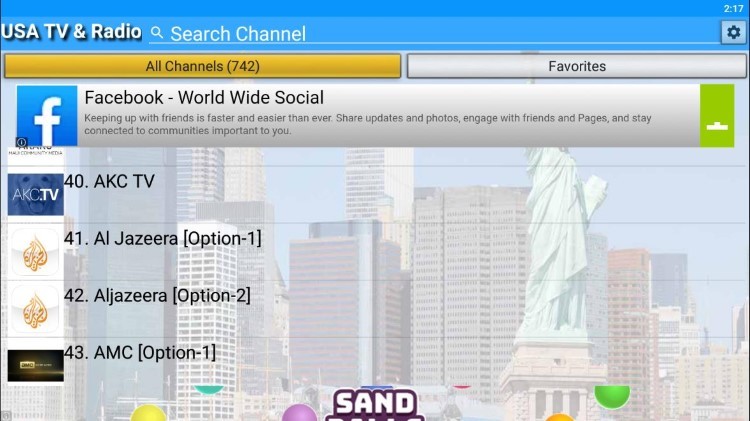 This app contains hundreds of channels and VOD options in numerous categories.